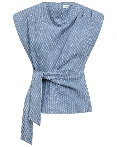 Co'Couture - AntoCC Denim Pleat Top - Light Denim